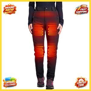 Heated Fleece Lined Softshell Pants with 12V Battery, 5 Heating Zones